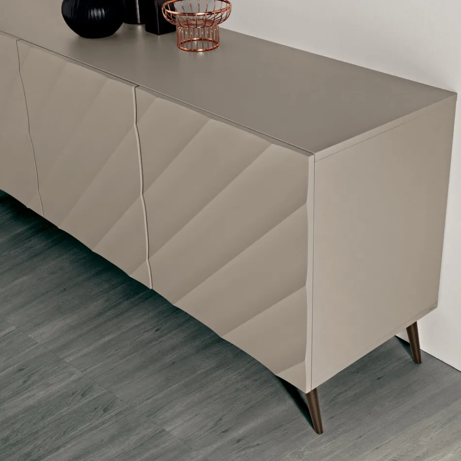 Living Room Sideboard with 3 MDF Doors Available in Various Finishes - Elettra Viadurini