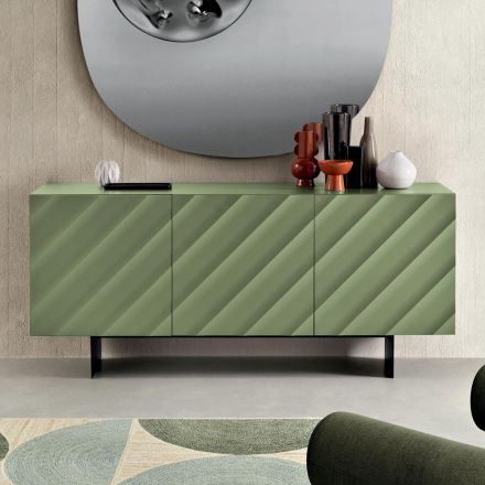 Living Room Sideboard with 3 MDF Doors Available in Various Finishes - Elettra Viadurini