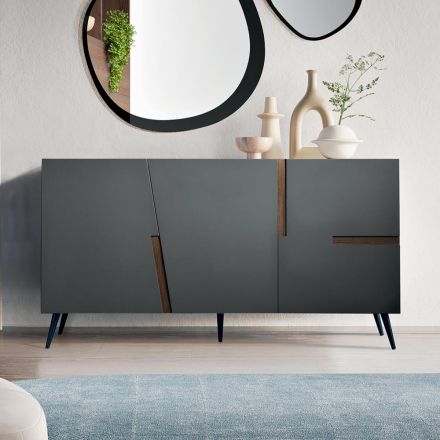 Living Room Sideboard with 3 Doors in Lacquered MDF Made in Italy - Elena Viadurini