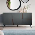 Living Room Sideboard with 3 Doors in Lacquered MDF Made in Italy - Elena