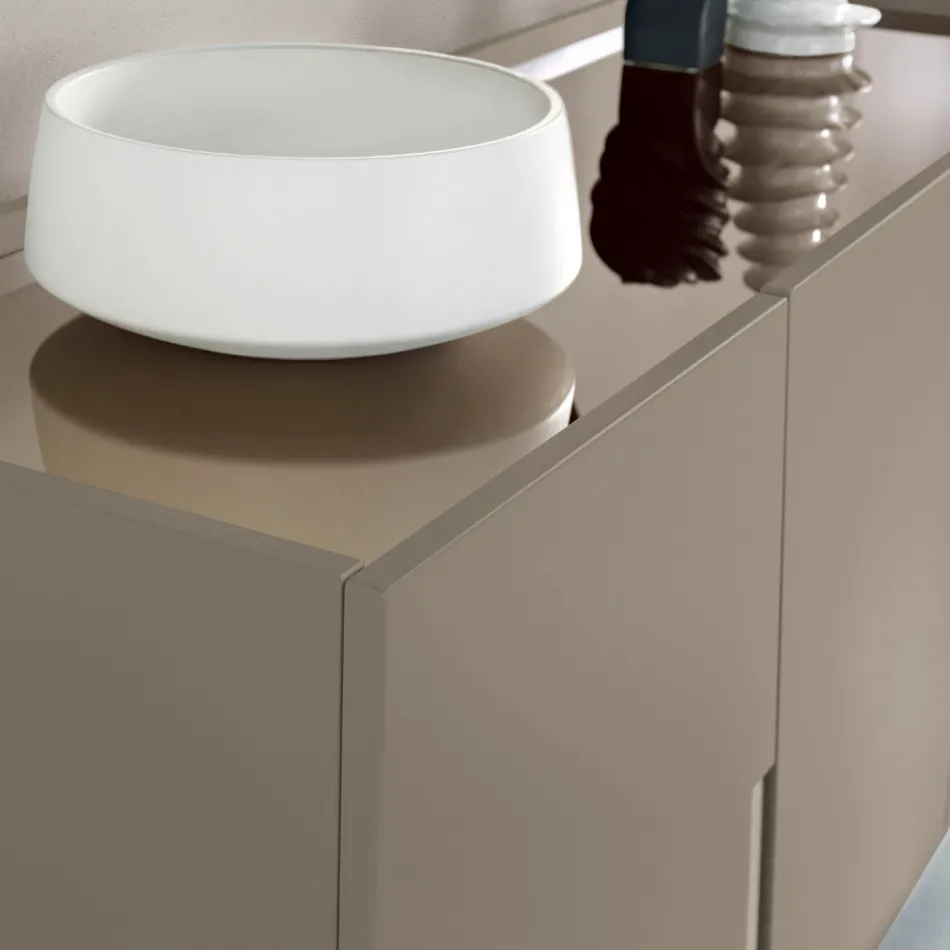 Living Room Sideboard with 3 Doors in Lacquered MDF Made in Italy - Elena Viadurini