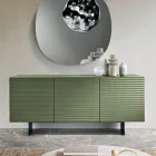 Living Room Sideboard with 3 Doors in MDF Covered in Lacquered PVC Made in Italy - Desideria Viadurini