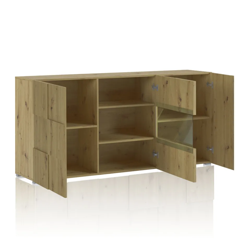 Lounge sideboard with 4 hinged doors and 1 open compartment - Sodium Viadurini