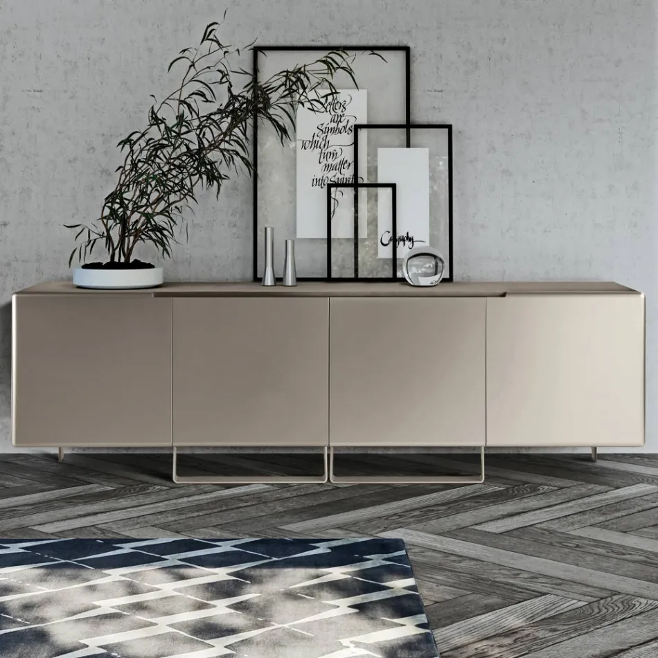Lounge Sideboard with 4 Doors in Different Finishes Made in Italy - Heidi Viadurini