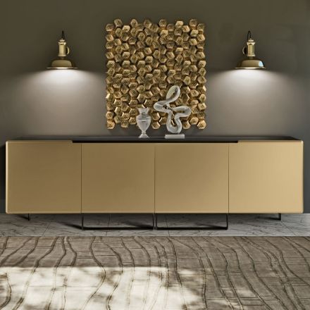 Lounge Sideboard with 4 Doors in Different Finishes Made in Italy - Heidi Viadurini