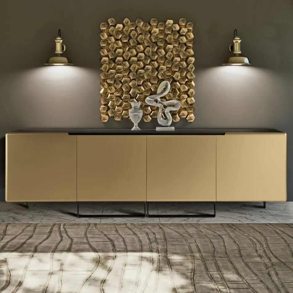 Lounge Sideboard with 4 Doors in Different Finishes Made in Italy - Heidi Viadurini