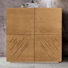 Lounge Sideboard with 4 Doors in Stained Ash Finish Made in Italy - Viktoria Viadurini