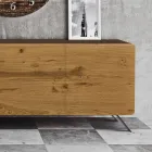 Lounge Sideboard with 4 Doors in Country Knotted Oak Finish - Even Viadurini