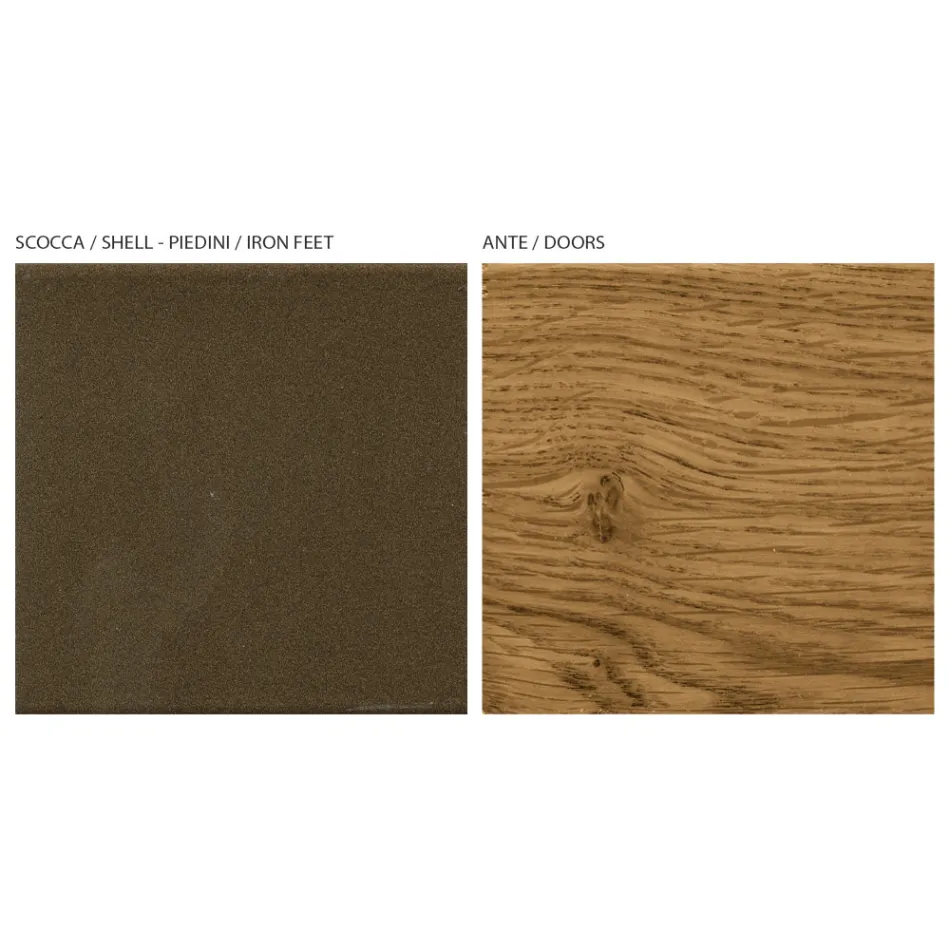 Lounge Sideboard with 4 Doors in Country Knotted Oak Finish - Even Viadurini