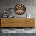Lounge Sideboard with 4 Doors in Country Knotted Oak Finish - Even Viadurini