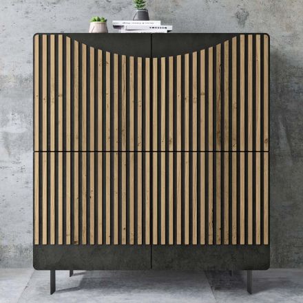Lounge Sideboard with 4 Doors in Nordic Knotted Oak Finish - Bente Viadurini