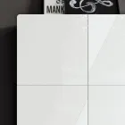 Lounge Sideboard with 4 Doors in White Glass Finish Made in Italy - Eline Viadurini