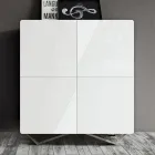 Lounge Sideboard with 4 Doors in White Glass Finish Made in Italy - Eline Viadurini