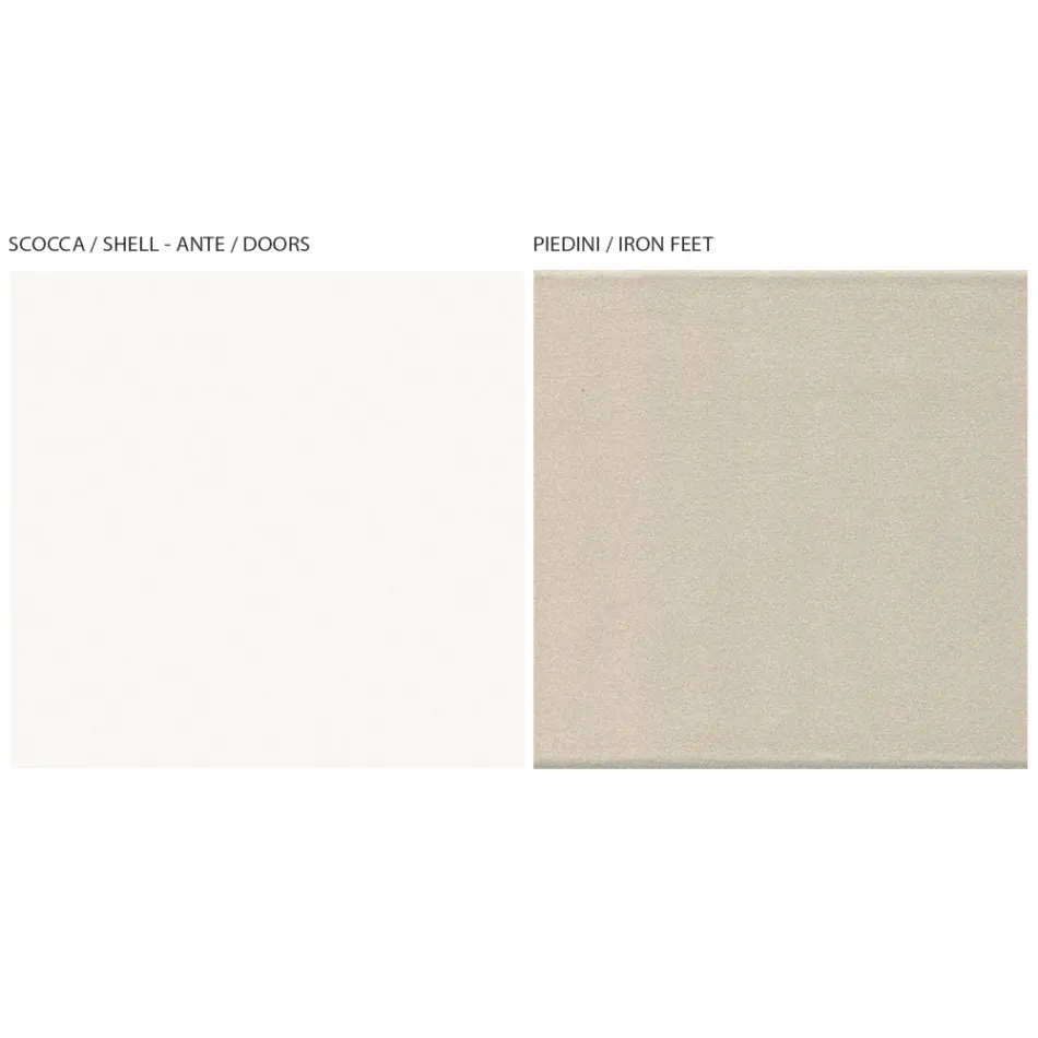 Lounge Sideboard with 4 MDF Doors White and Nickel Finish Made in Italy - Emie Viadurini