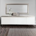 Lounge Sideboard with 4 MDF Doors White and Nickel Finish Made in Italy - Emie