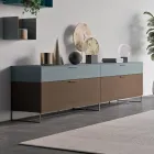 Lounge Sideboard in Ecological Wood with Drawers and Lacquered Top - Tamara Viadurini