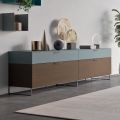 Lounge Sideboard in Ecological Wood with Drawers and Lacquered Top - Tamara