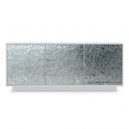 Lounge sideboard in matt lacquered wood and glass Made in Italy - Fiorenza Viadurini