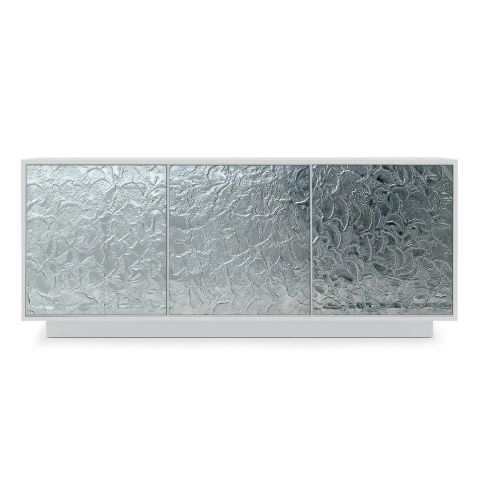 Lounge sideboard in matt lacquered wood and glass Made in Italy - Fiorenza Viadurini