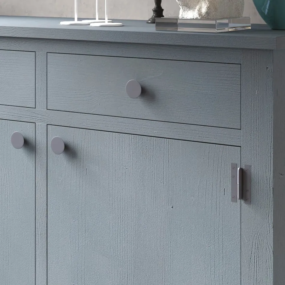 Lounge Sideboard in Solid Fir Wood 4 Compartments Made in Italy - Pascual Viadurini