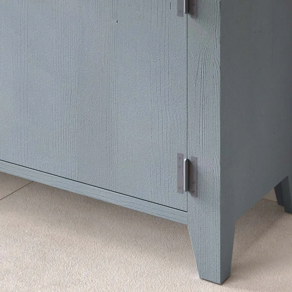 Lounge Sideboard in Solid Fir Wood 4 Compartments Made in Italy - Pascual Viadurini