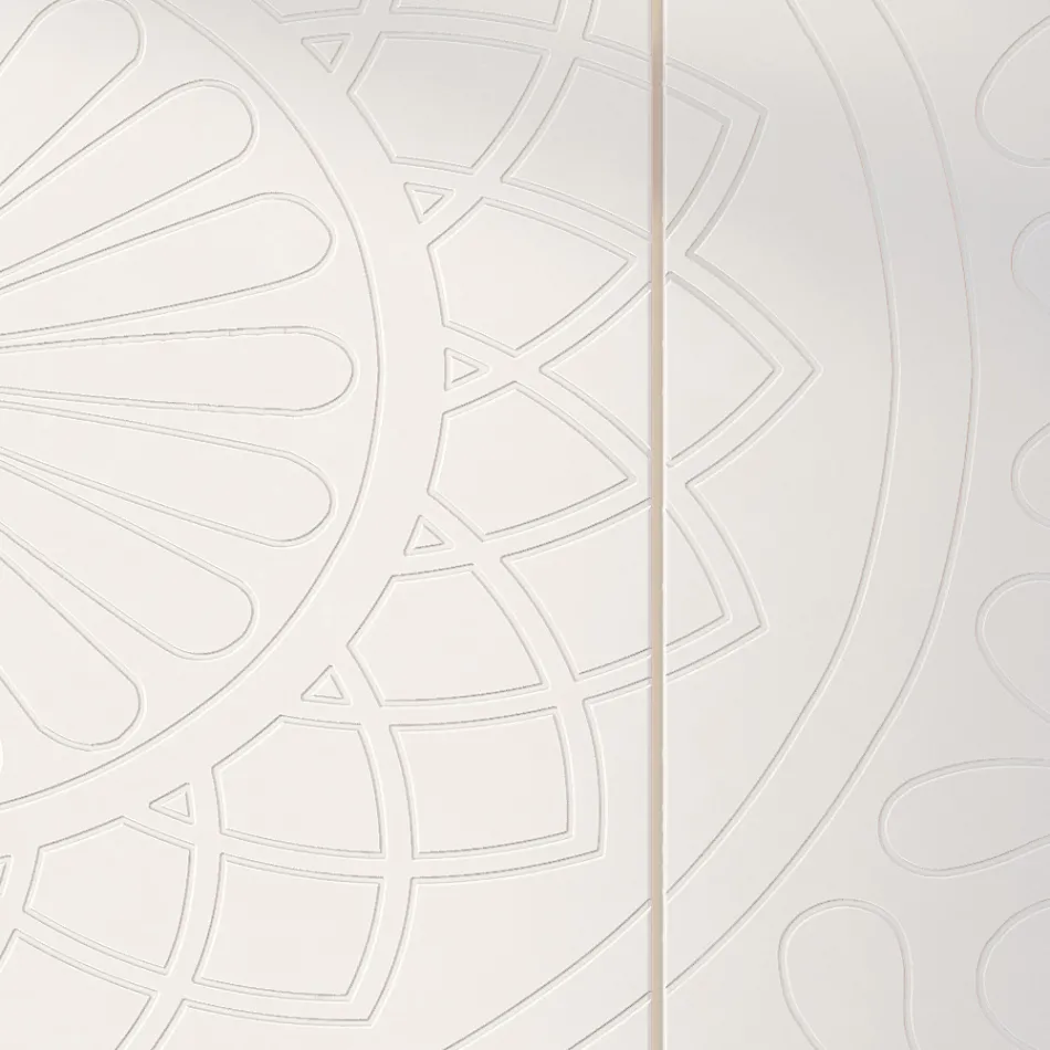 Lounge Sideboard in White Mdf with Bas-relief Made in Italy - Stilea Viadurini