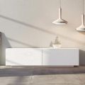 Lounge Sideboard in White Mdf with Bas-relief Made in Italy - Stilea
