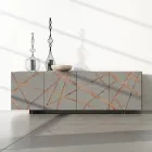 Lounge Sideboard in Lacquered Mdf with Bas-relief Made in Italy - Kerry Viadurini