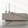Lounge Sideboard in Lacquered Mdf with Bas-relief Made in Italy - Kerry