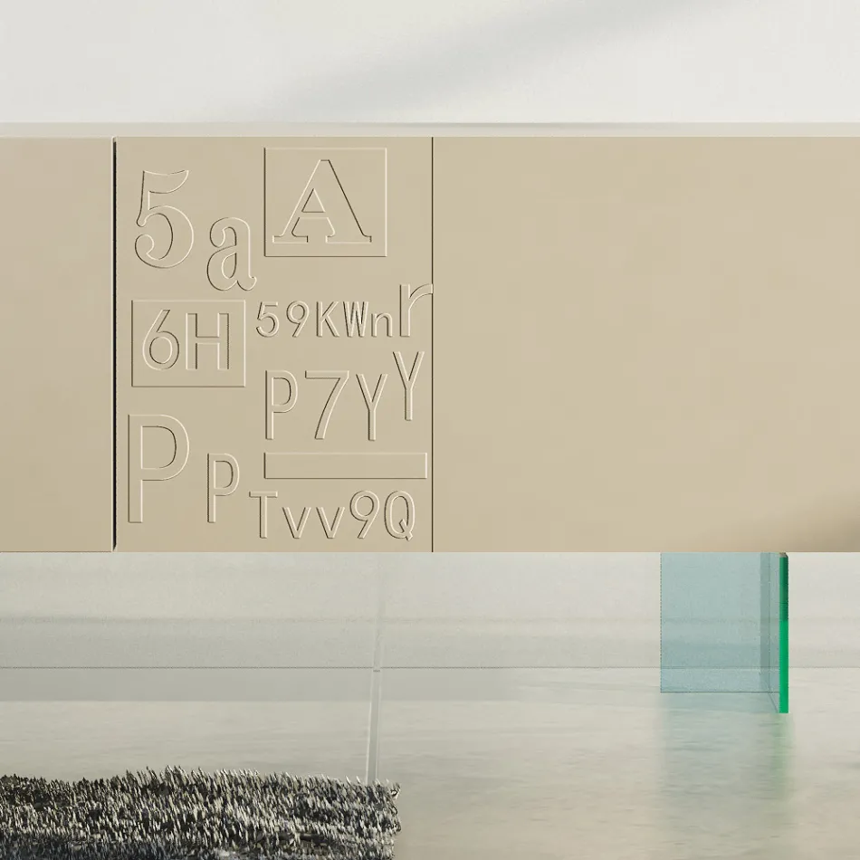 Lounge Sideboard in Matt Lacquered Mdf and Glass Made in Italy - Ninetta Viadurini