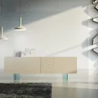 Lounge Sideboard in Matt Lacquered Mdf and Glass Made in Italy - Ninetta Viadurini