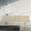 Lounge Sideboard in Matt Lacquered Mdf and Glass Made in Italy - Ninetta