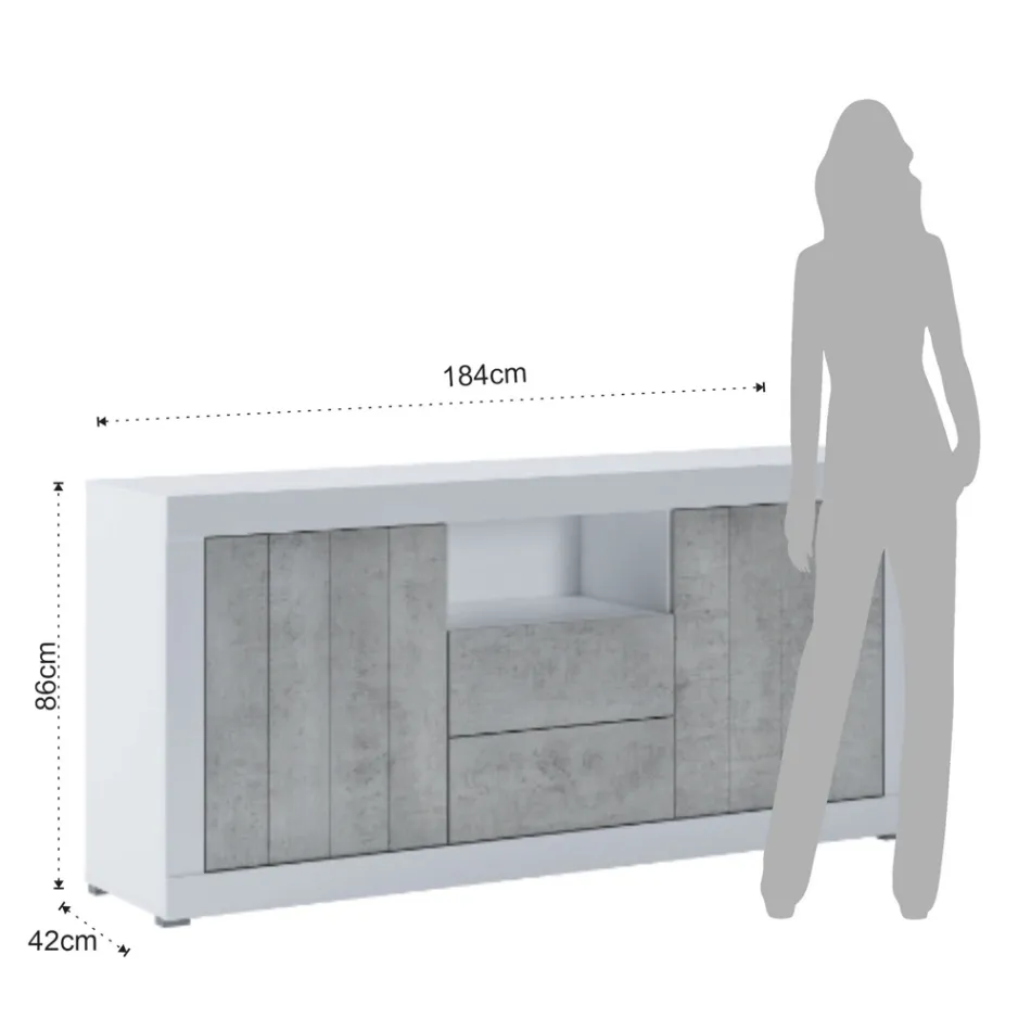 Melamine Lounge Sideboard with 2 Doors and 2 Drawers - Samario Viadurini