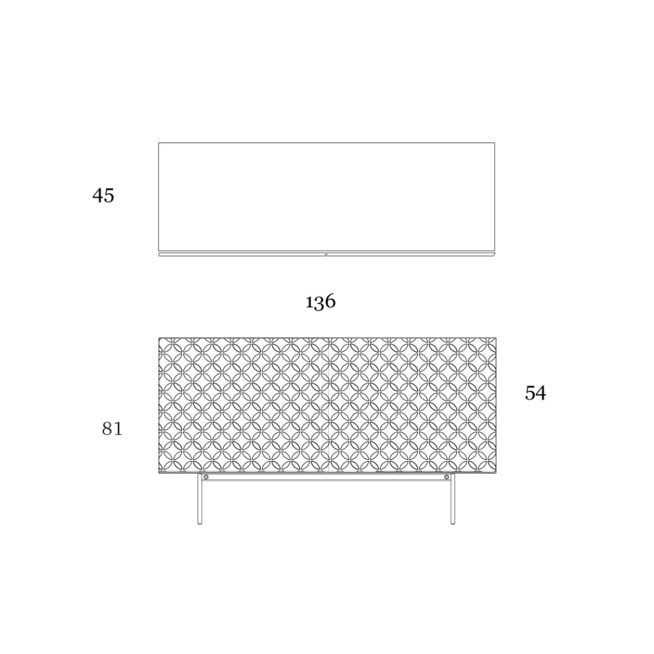 Metallic Moka Lacquered Lounge Sideboard with 3D Decoration Made in Italy - Maple Viadurini