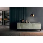 Mobile Lounge Sideboard in Matt Black Wood with Smoked Mirrors and Legs - Senese Viadurini