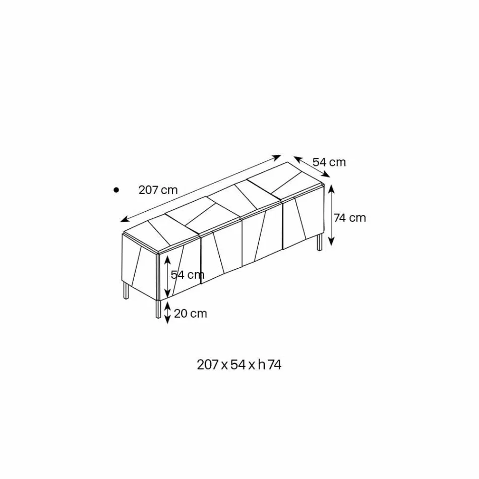 Mobile Lounge Sideboard in Matt Black Wood with Smoked Mirrors and Legs - Senese Viadurini