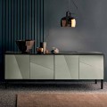 Lounge Sideboard in Matt Black Wood and Glass, Luxury Made in Italy - Senese