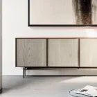Lounge or Entrance Sideboard in Ecological Wood and Metal 4 Doors Luxury - Aaron Viadurini