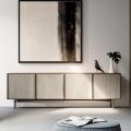 Lounge or Entrance Sideboard in Ecological Wood and Metal 4 Doors Luxury - Aaron