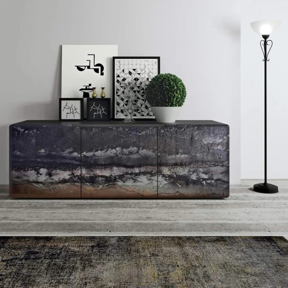 Living Area Sideboard with 3 Doors in Different Finishes Made in Italy - Ole Viadurini