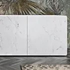 Living Area Sideboard with 3 Doors in Carrara Marble Finish Made in Italy - Finn Viadurini