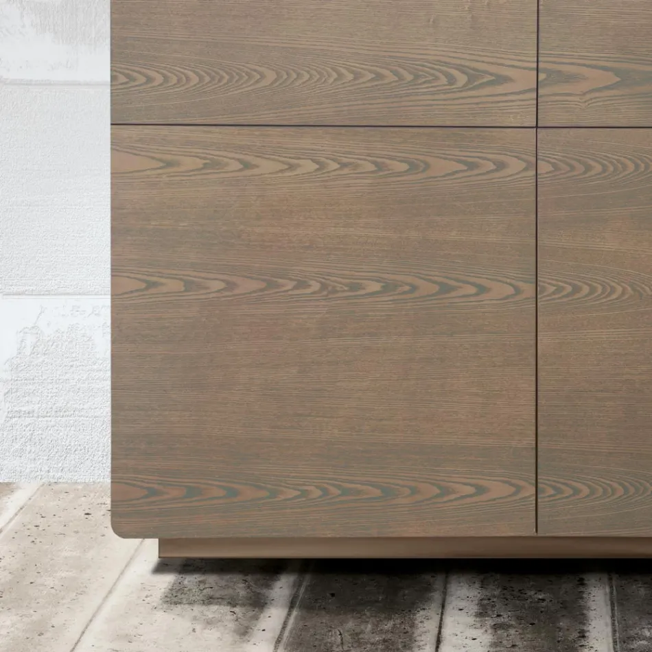 Living Area Sideboard with 4 Doors in Cappuccino Finish Made in Italy - Eda Viadurini