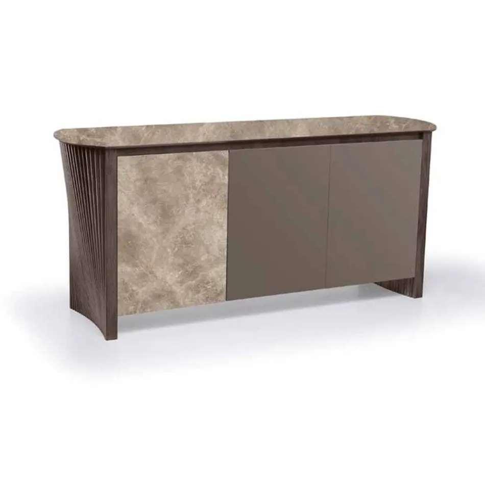 Design Sideboard in Gres with Structure in Wood and Mdf Made in Italy - Cunea Viadurini