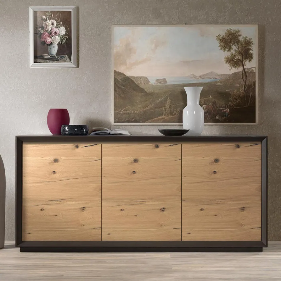 Sideboard Veneered on Poplar Chipboard Made in Italy - Latona Viadurini
