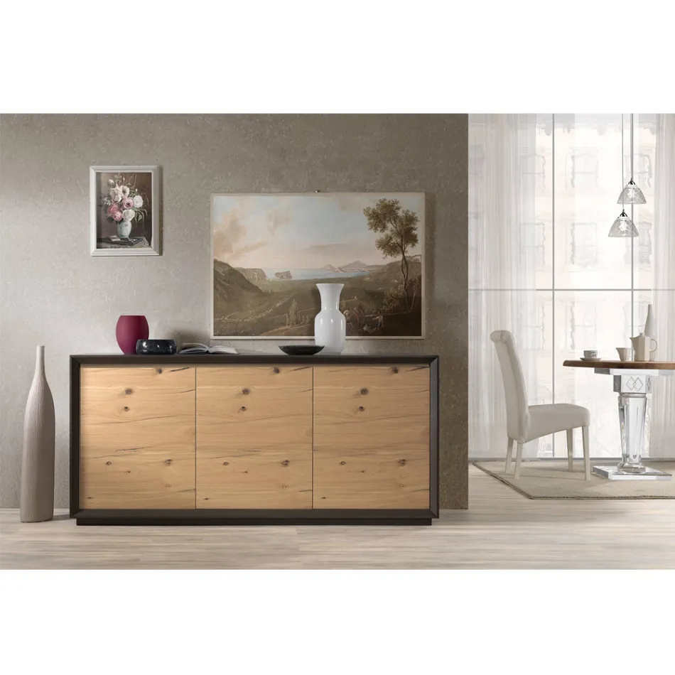 Sideboard Veneered on Poplar Chipboard Made in Italy - Latona Viadurini