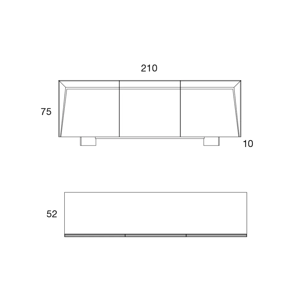 Wooden Sideboard 3 Doors with Slanted Edge and Ceramic Top - Mondolfo Viadurini