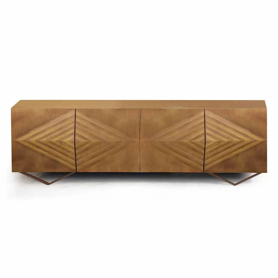 2 or 4 Doors Wooden Sideboard with Crystal Shelves Made in Italy - Gardena Viadurini