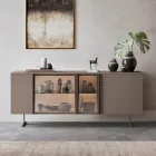 Sideboard in Ecological Wood, Glass and Metal for 4-Door Luxury Lounge - Bruno Viadurini