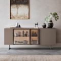 Sideboard in Ecological Wood, Glass and Metal for 4-Door Luxury Lounge - Bruno