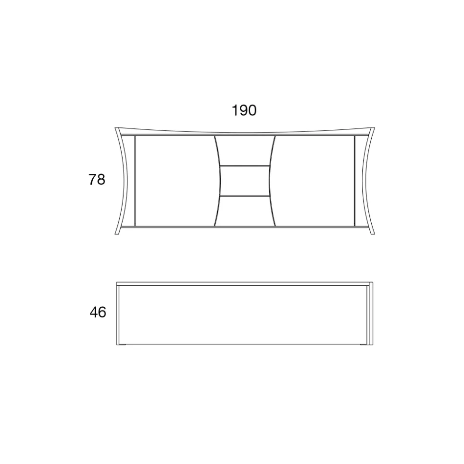Sideboard in Lacquered Wood 2 Doors 3 Drawers Italian Curvilinear Design - Celio Viadurini